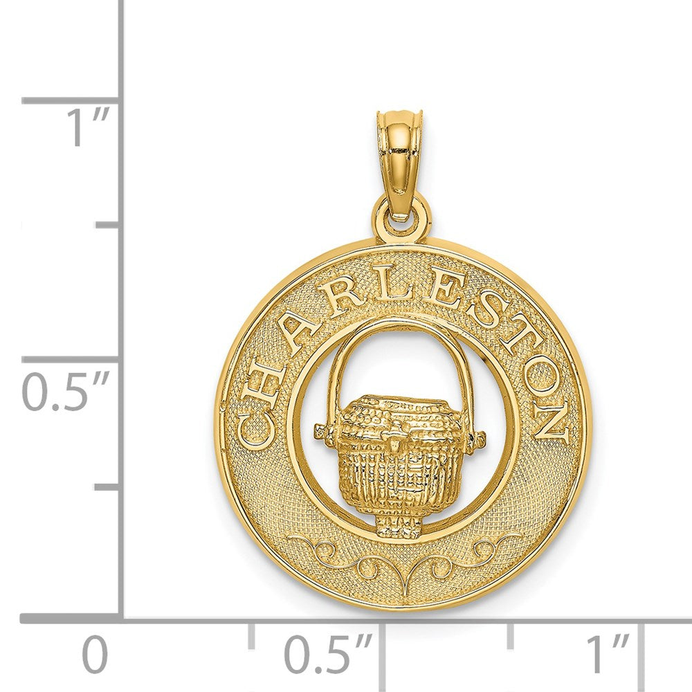 14K Gelbgold CHARLESTON Korb-Kreis-Charm