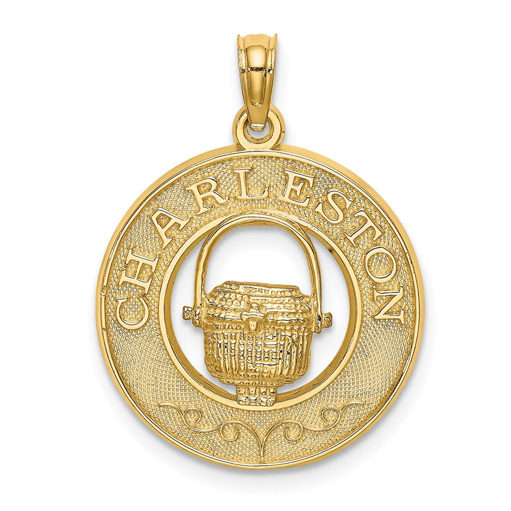 14K Gelbgold CHARLESTON Korb-Kreis-Charm