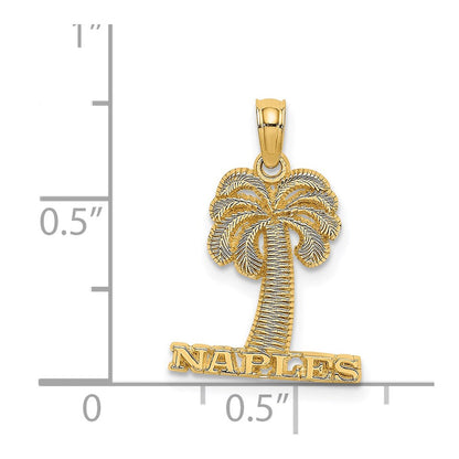 14K Gelbgold Naples Palme Baum Charm