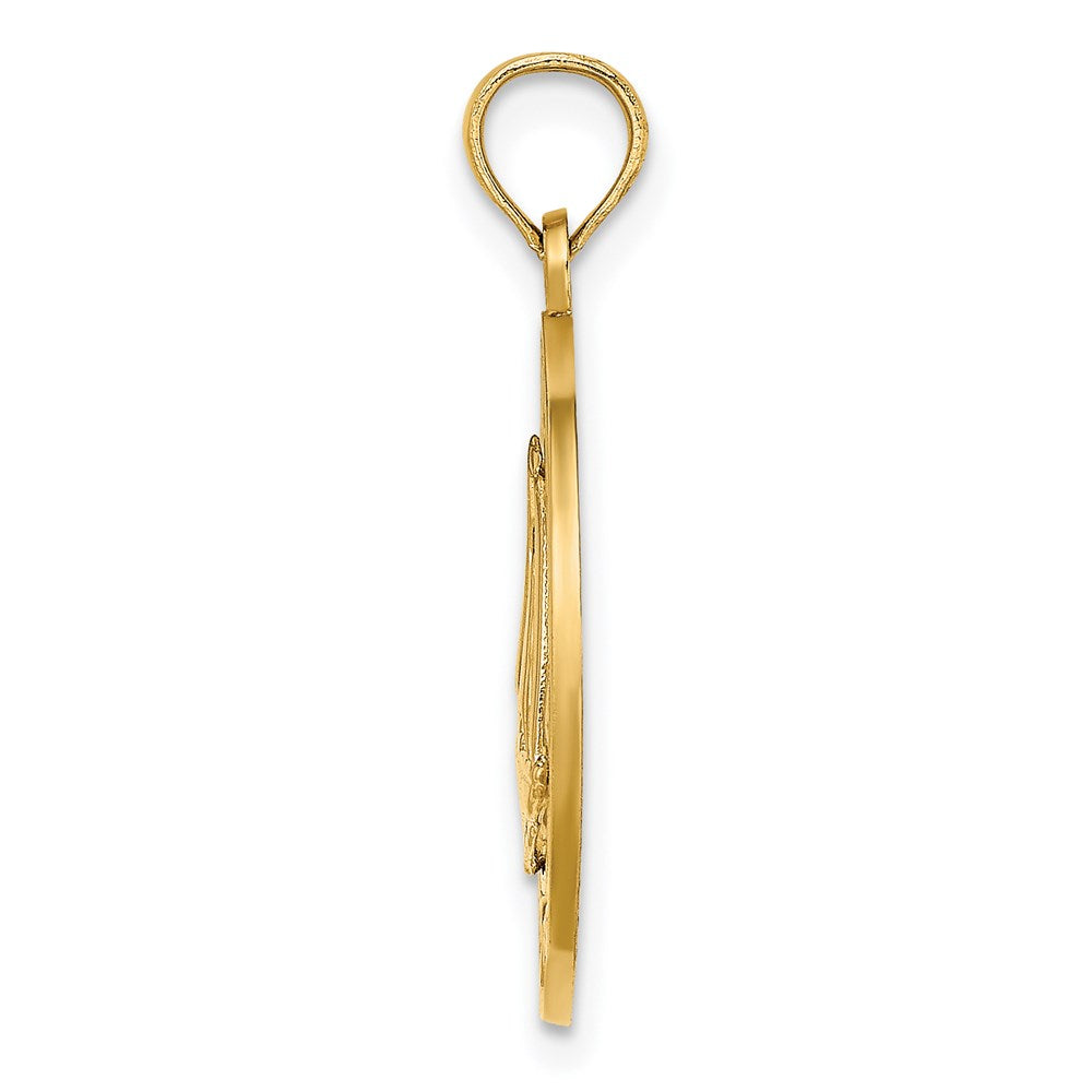 14K Gelbgold CANCUN Charm mit Segelboot-Kreis
