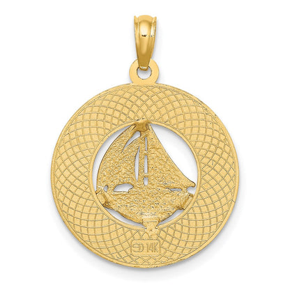 14K Gelbgold CANCUN Charm mit Segelboot-Kreis