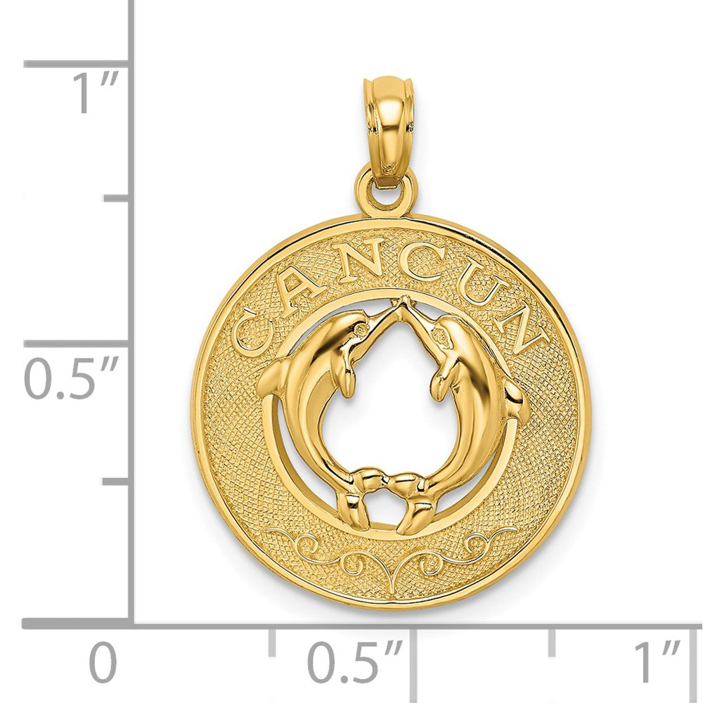 14K Gelbgold CANCUN Charm mit Delfin-Kreis