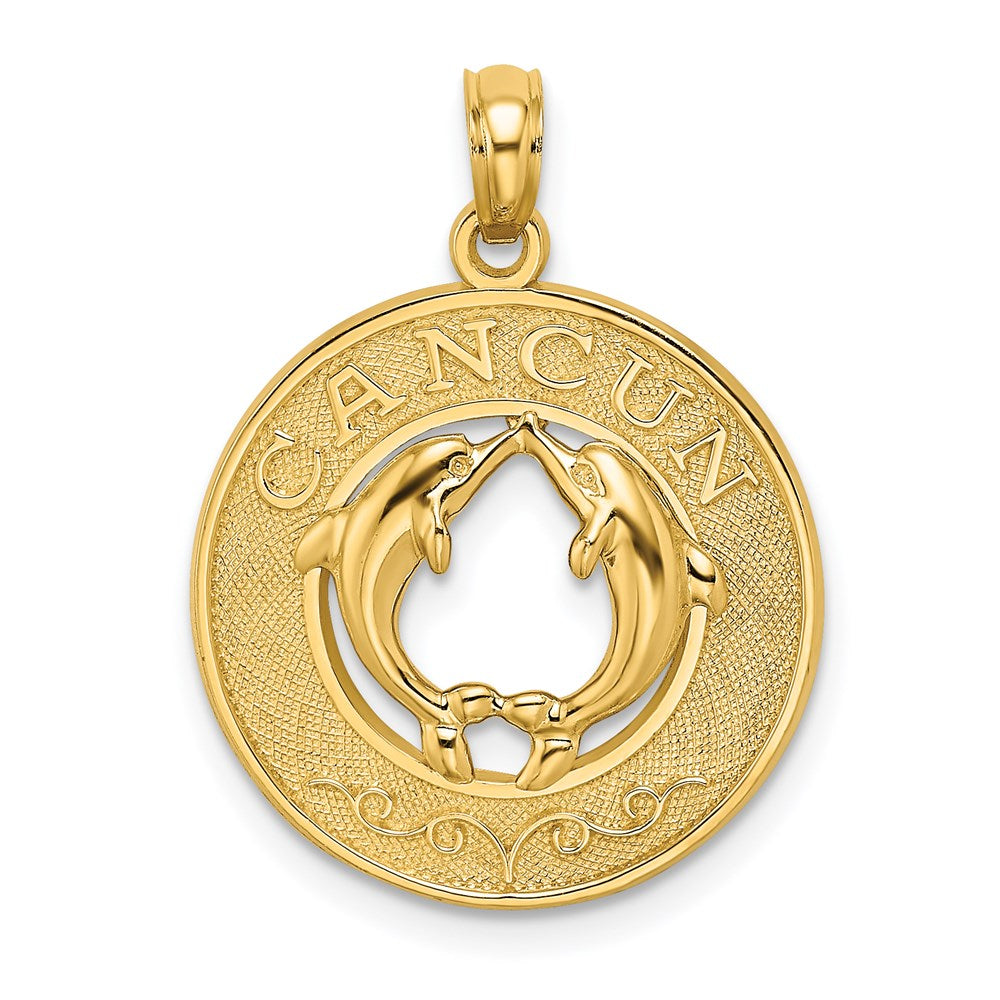 14K Gelbgold CANCUN Charm mit Delfin-Kreis