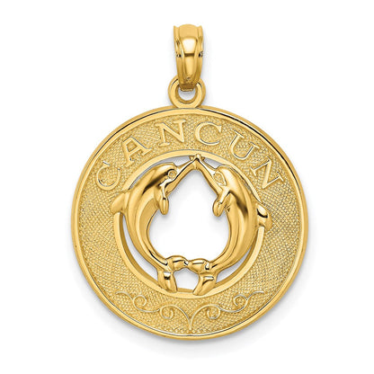 14K Gelbgold CANCUN Charm mit Delfin-Kreis