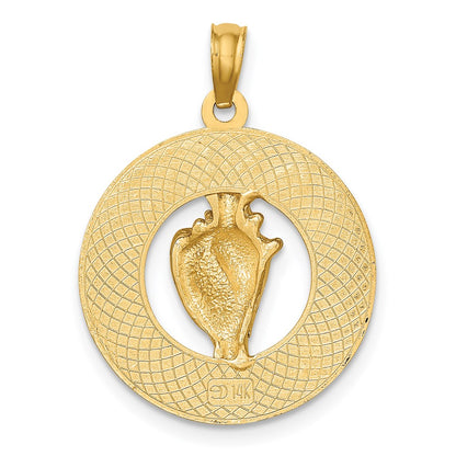 14K Gelbgold CANCUN Kreis-Charm mit Muschelschale