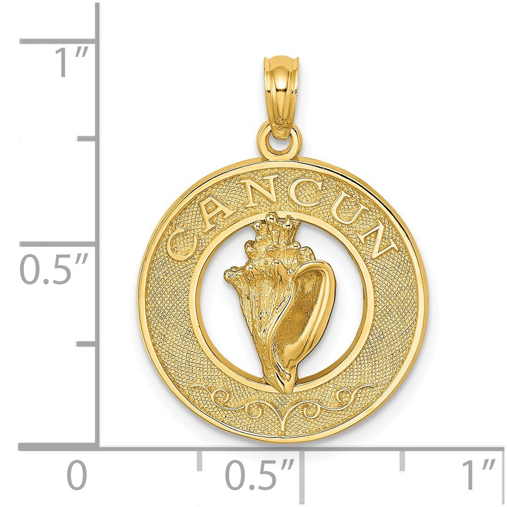 14K Gelbgold CANCUN Kreis-Charm mit Muschelschale