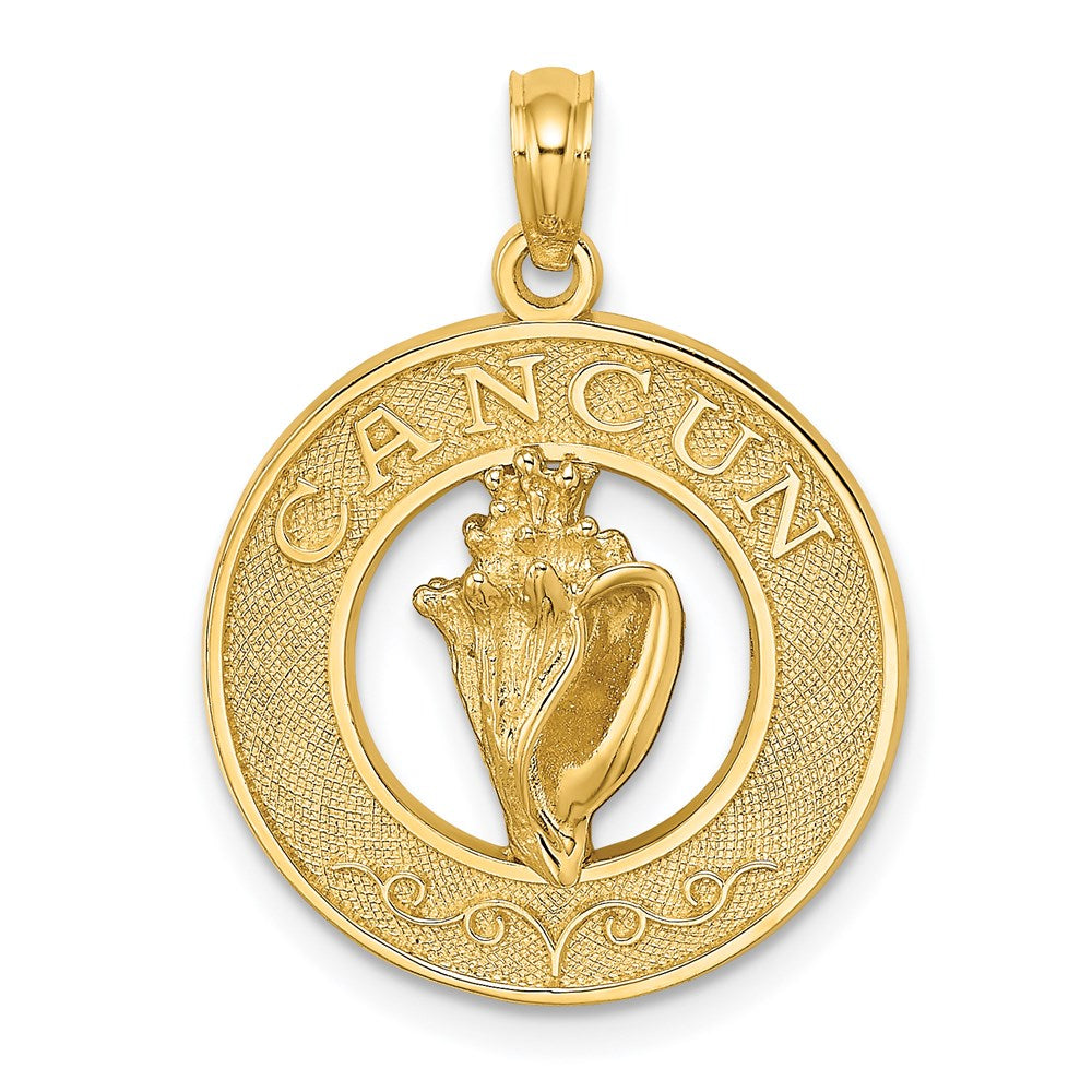 14K Gelbgold CANCUN Kreis-Charm mit Muschelschale