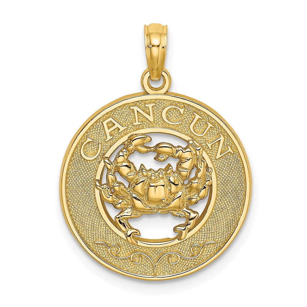 14K Gelbgold CANCUN-Anhänger mit Krabben-Kreis-Charm