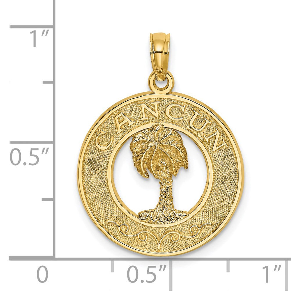 14K Gelbgold CANCUN-Charm mit Palme-Kreis-Motiv