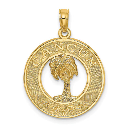 14K Gelbgold CANCUN-Charm mit Palme-Kreis-Motiv