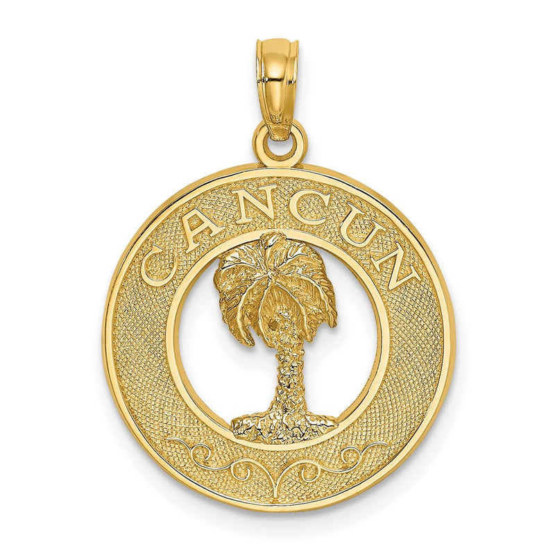 14K Gelbgold CANCUN-Charm mit Palme-Kreis-Motiv