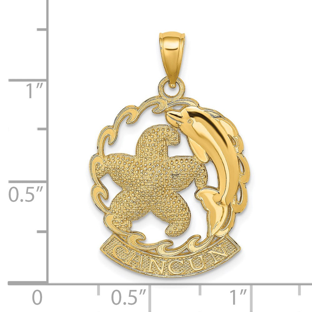 14K Gelbgold CANCUN Seestern- und Delfin-in-Welle-Charm