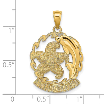 14K Gelbgold CANCUN Seestern- und Delfin-in-Welle-Charm