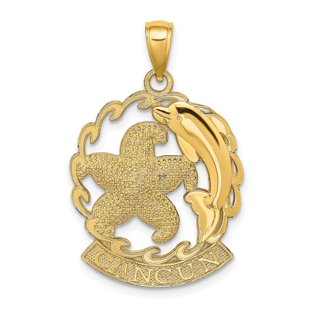 14K Gelbgold CANCUN Seestern- und Delfin-in-Welle-Charm