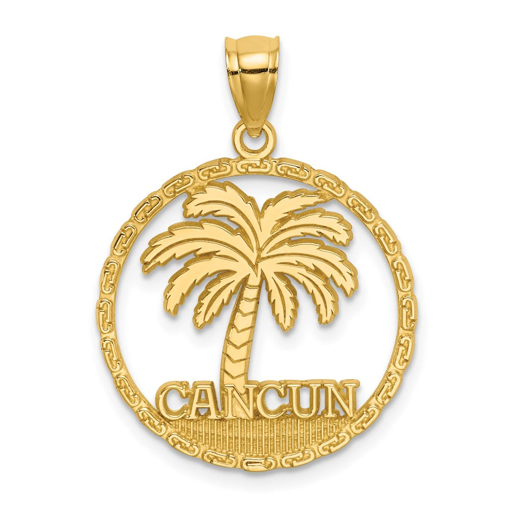 14K Gelbgold CANCUN Palmen-Kreis-Charm