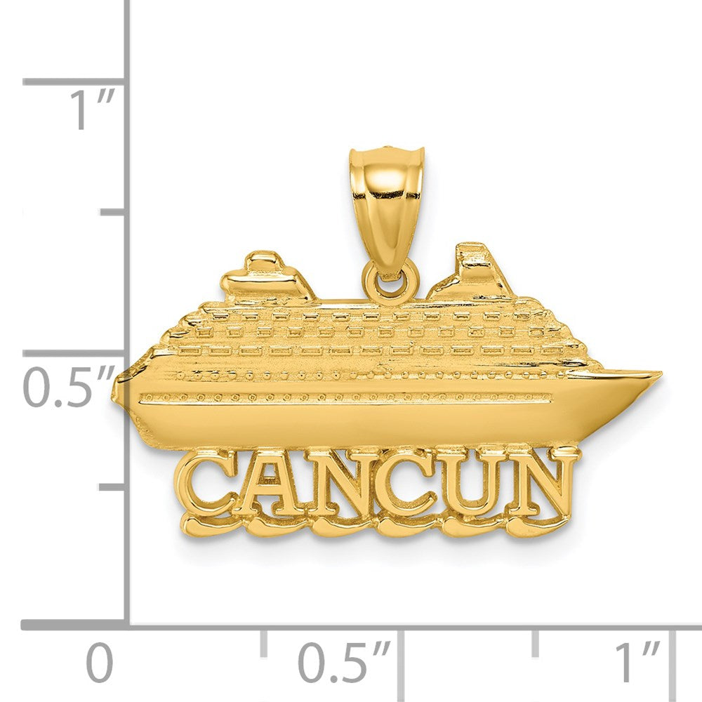 14K Gelbgold Poliert CANCUN Kreuzfahrtschiff-Charm