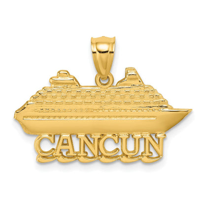 14K Gelbgold Poliert CANCUN Kreuzfahrtschiff-Charm