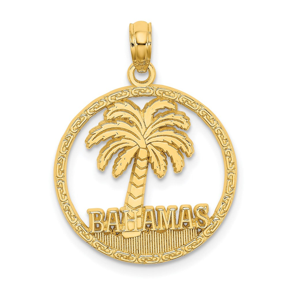 14K Gelbgold BAHAMAS Palmenbaum Rund-Charm