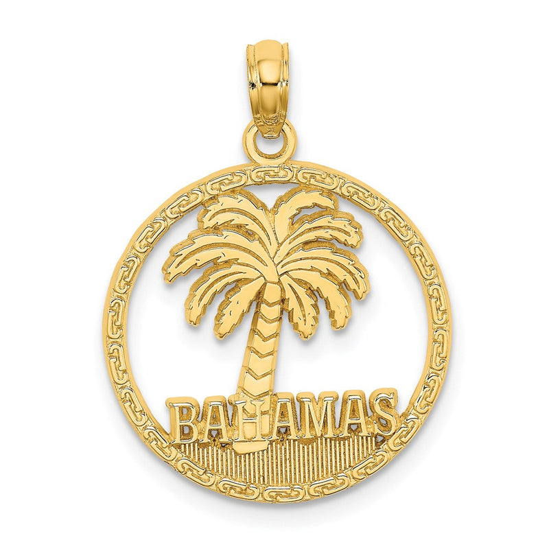 14K Gelbgold BAHAMAS Palmenbaum Rund-Charm
