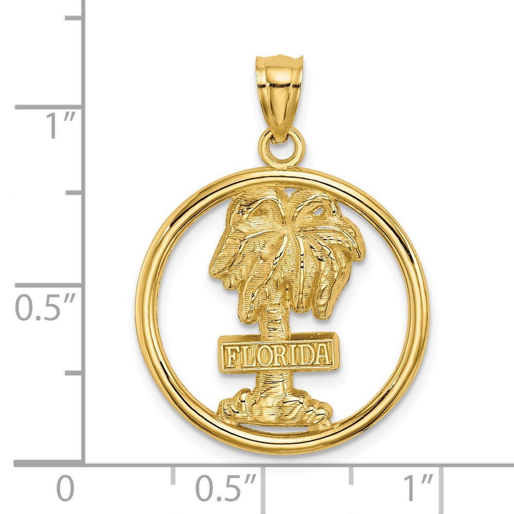 14K Gelbgold Charm "FLORIDA" auf Palme im Kreis
