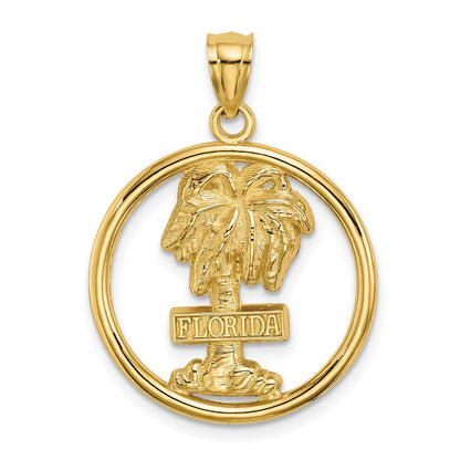 14K Gelbgold Charm "FLORIDA" auf Palme im Kreis