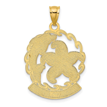 14K Gelbgold FLORIDA Seestern- und Delfin-Wellen-Charm