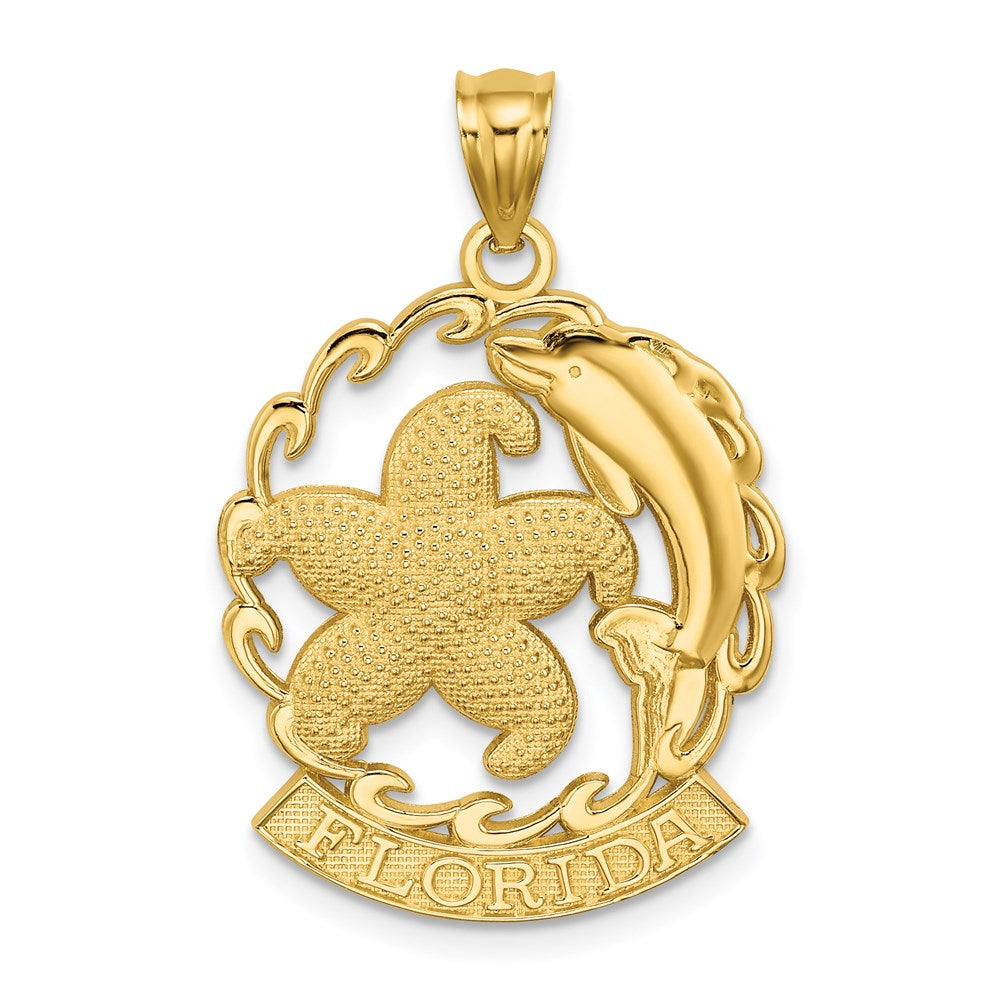 14K Gelbgold FLORIDA Seestern- und Delfin-Wellen-Charm