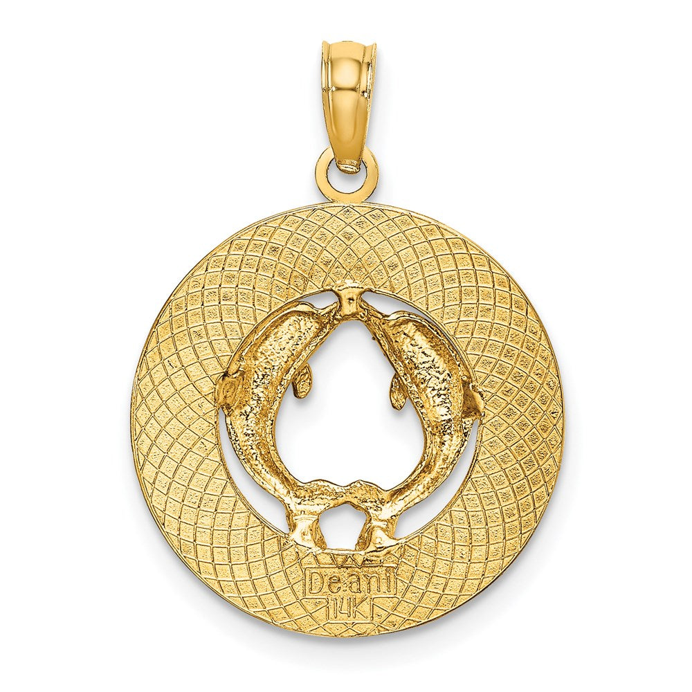 14 Karat Gelbgold BONAIRE Kreis mit Delfinen Charm