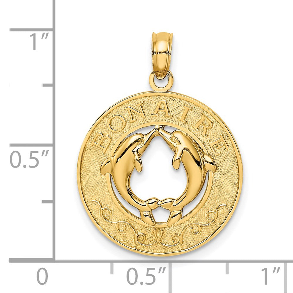 14 Karat Gelbgold BONAIRE Kreis mit Delfinen Charm