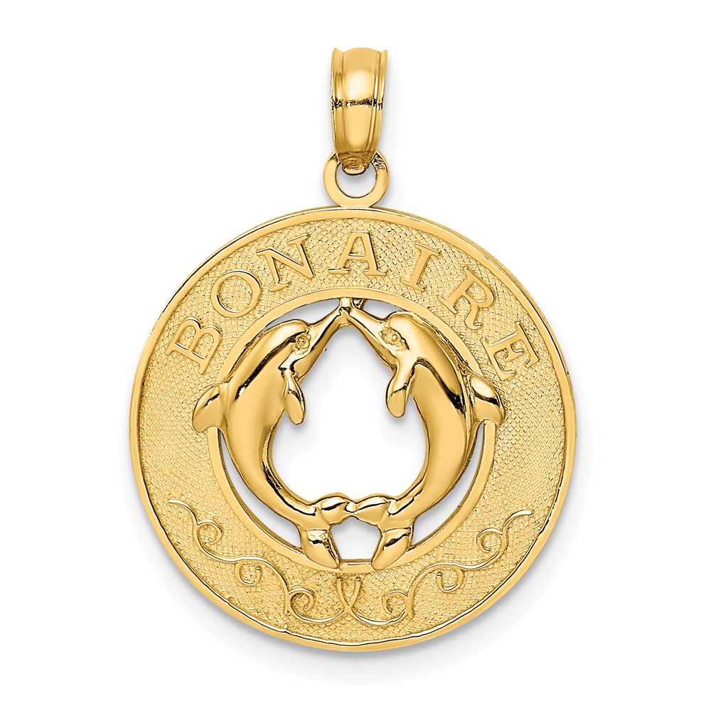 14 Karat Gelbgold BONAIRE Kreis mit Delfinen Charm