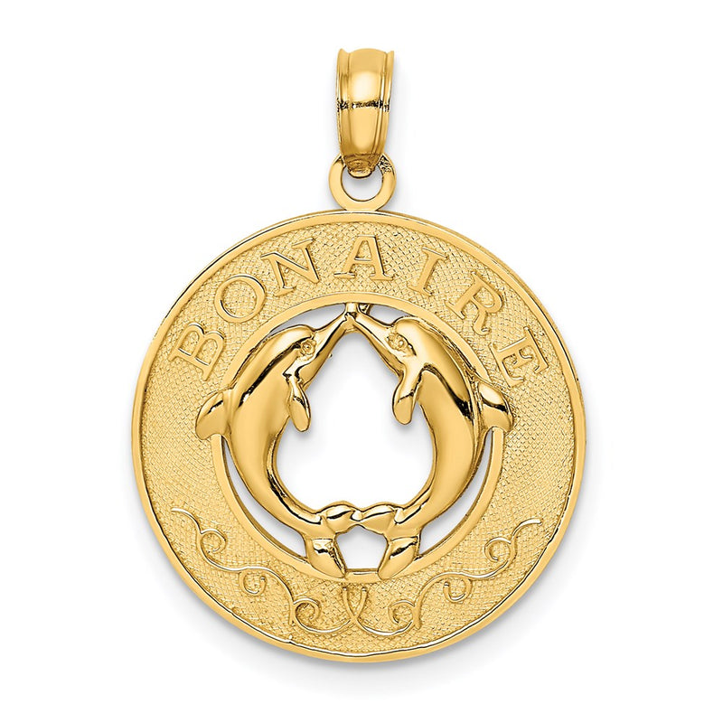 14 Karat Gelbgold BONAIRE Kreis mit Delfinen Charm