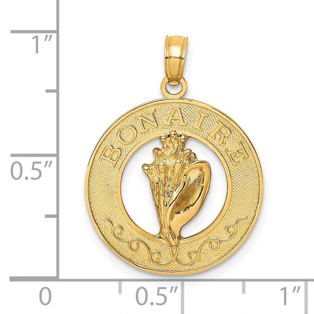 14 Karat Gelbgold BONAIRE Kreis-Charm mit Muschel