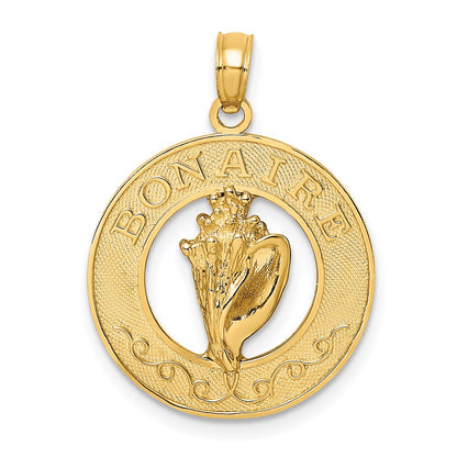 14 Karat Gelbgold BONAIRE Kreis-Charm mit Muschel