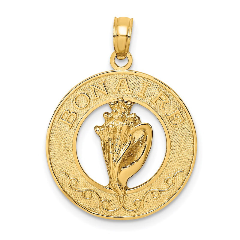 14 Karat Gelbgold BONAIRE Kreis-Charm mit Muschel
