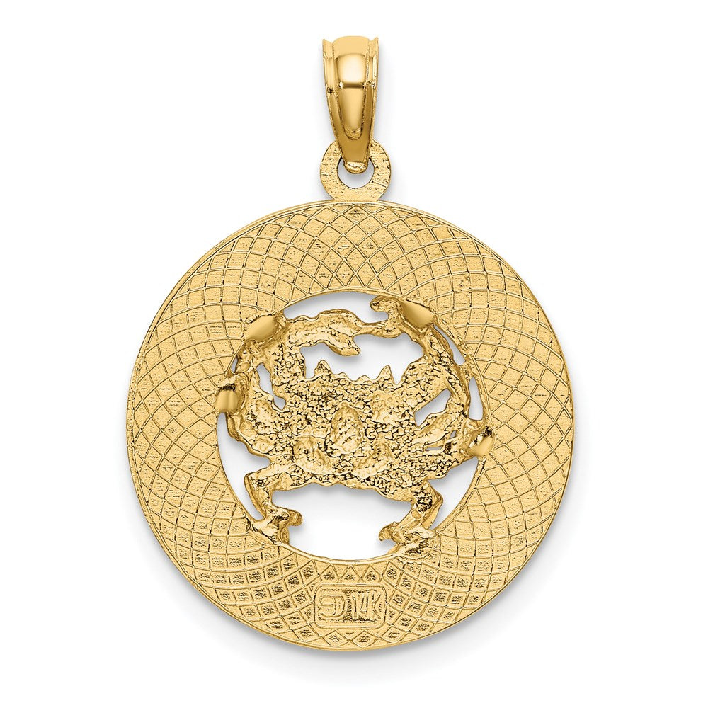 14K Gelbgold Kreis-Charm "Turks and Caicos" mit Krabbe