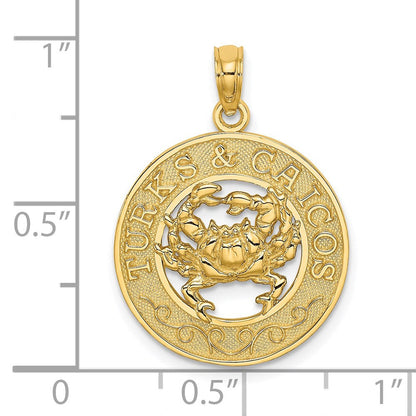 14K Gelbgold Kreis-Charm "Turks and Caicos" mit Krabbe