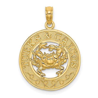 14K Gelbgold Kreis-Charm "Turks and Caicos" mit Krabbe