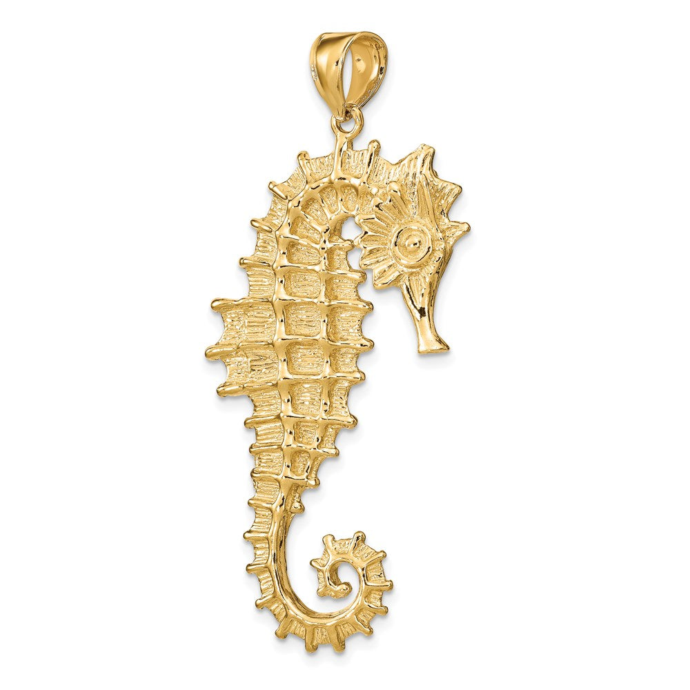 14K Gelbgold Charm Seepferdchen strukturiert 3D