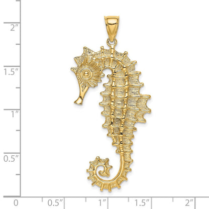 14K Gelbgold Charm Seepferdchen strukturiert 3D