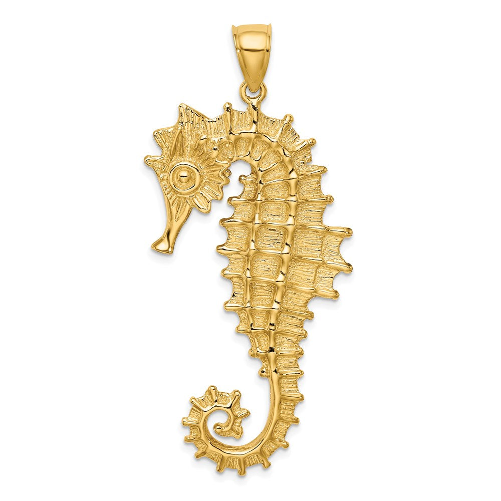 14K Gelbgold Charm Seepferdchen strukturiert 3D
