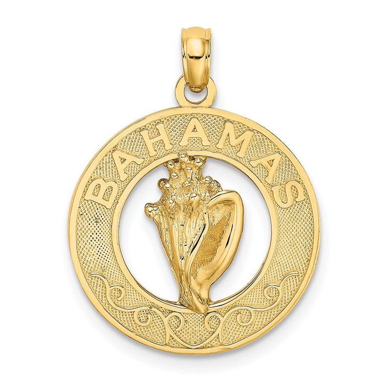 14K Gelbgold BAHAMAS Charm mit Muschelschale-Kreis (Conch Shell)