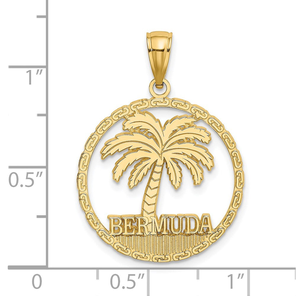 14K Gelbgold BERMUDA Palmenbaum Rund-Charm