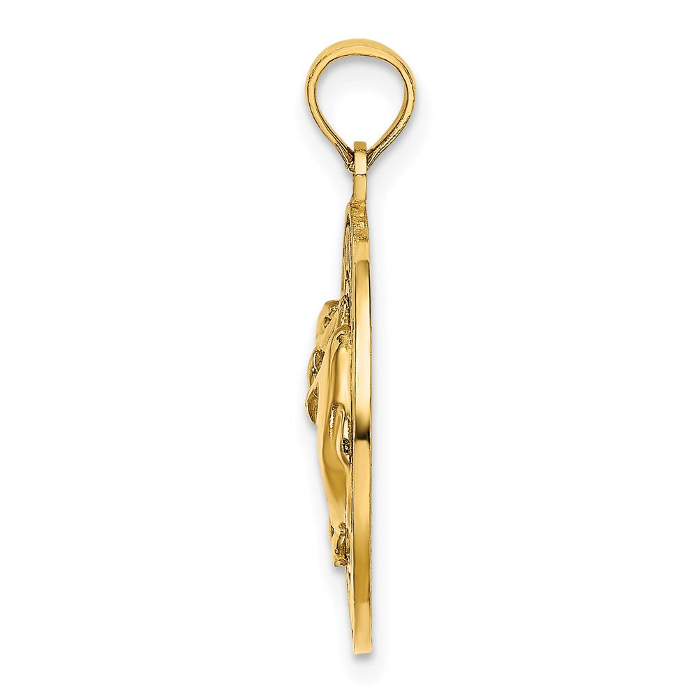 14K Gelbgold Charm "DOCKYARD BERMUDA" Runder Rahmen mit Delfinen