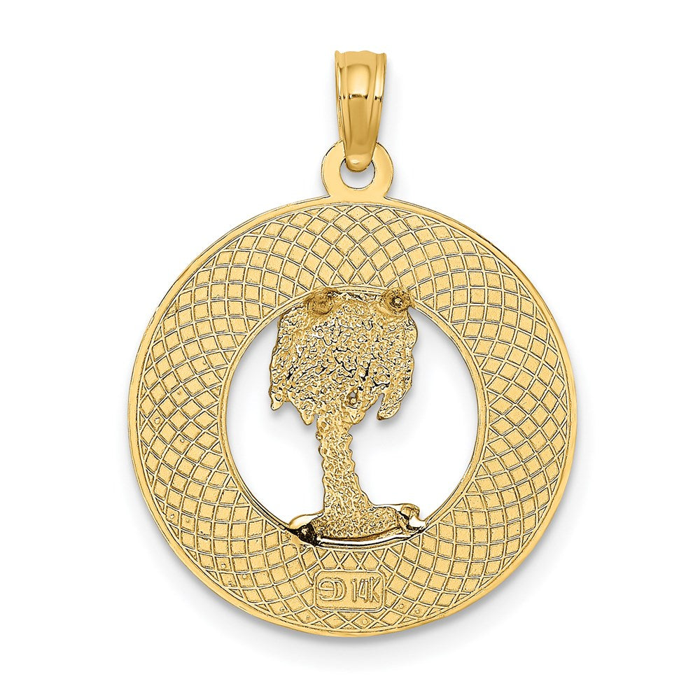 14K Gelbgold KEY WEST Charm mit Palme im Kreis