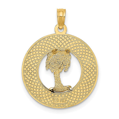 14K Gelbgold KEY WEST Charm mit Palme im Kreis