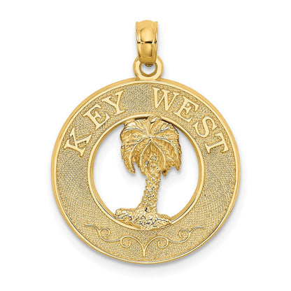 14K Gelbgold KEY WEST Charm mit Palme im Kreis