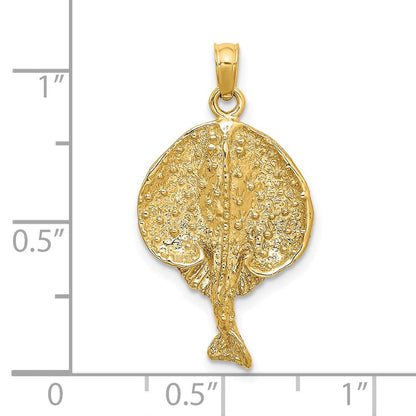 14K Gelbgold Charm „Rundstachelrochen" strukturiert