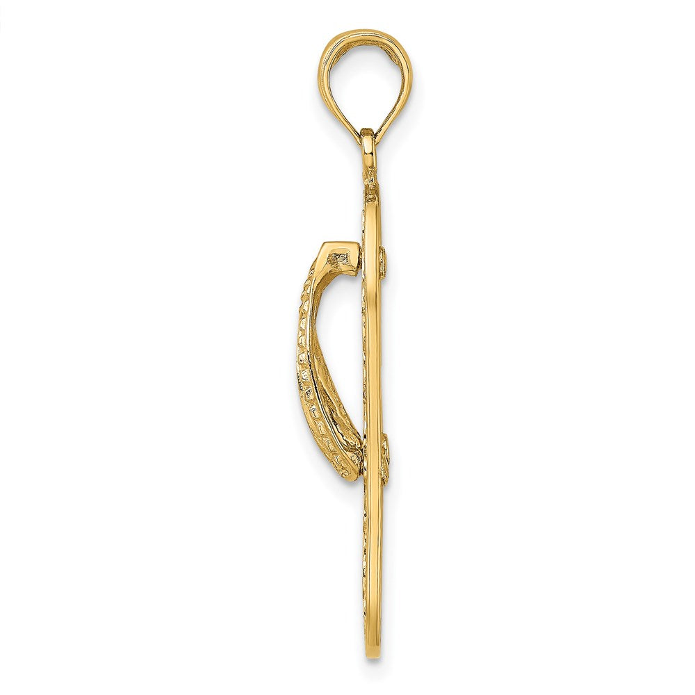14K Gelbgold Charm „Dreifache Schildkröte Flip-Flop“