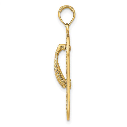 14K Gelbgold Charm „Dreifache Schildkröte Flip-Flop“