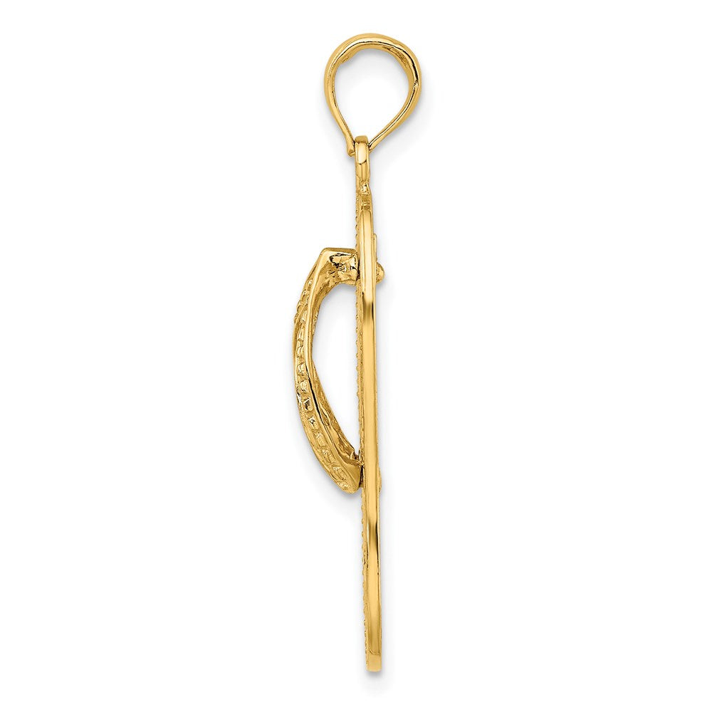 14K Gelbgold Mehrfarbiger Seestern-Flip-Flop-Charm